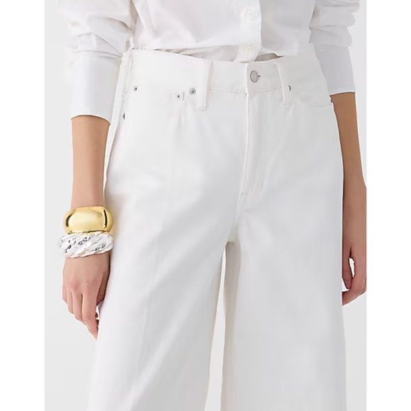 NWT J. Crew High Rise Super Wide Leg Jeans 31 31P P31 White Denim BX953 J.Crew - Picture 3 of 5
